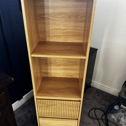 Branigans 2-Tier Cube Bookshelf Storage Cabinet With Double Drawer And Shelf