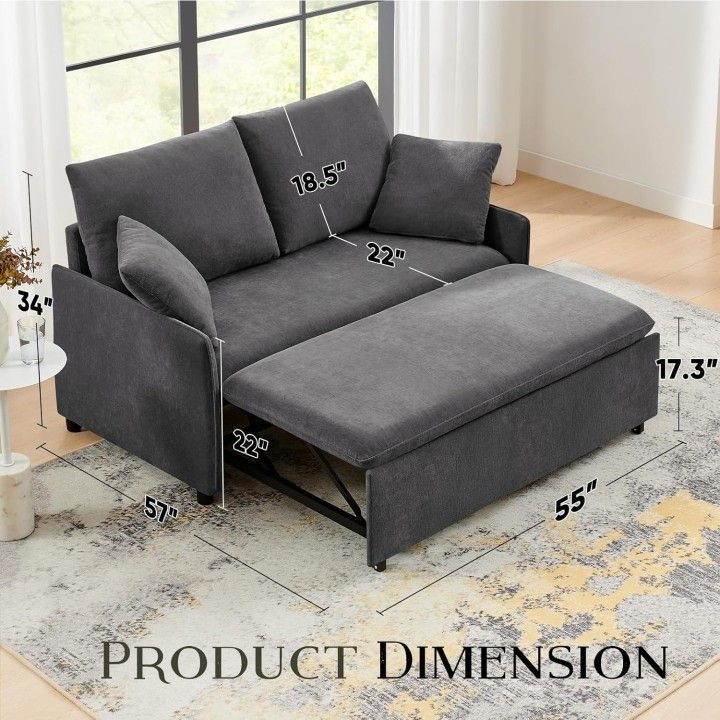 55’’ Sofa Bed, 2 in 1 Sleeper Sofa