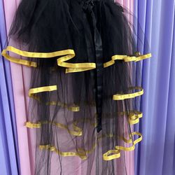 Black And Gold Short Tutu With Train For Drag Shows Or Costume 
