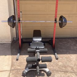 Weight Set Tower And Adjustable Bench