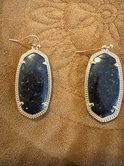 Gold-Trim Black Stone Drop Earrings - Women Jewelry