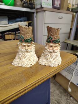 Two Santa Claus Ceramic Candle Holders