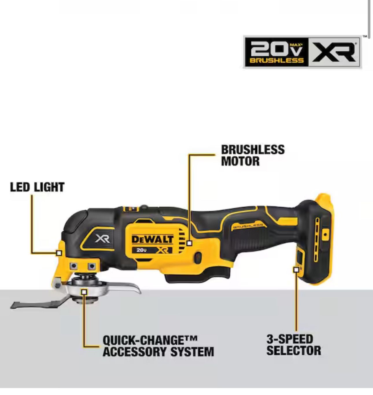 20V MAX XR Cordless Brushless 3-Speed Oscillating Multi Tool (Tool Only)