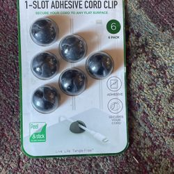 6 Pack Unopened , One Slide Adhesive Cord Clip