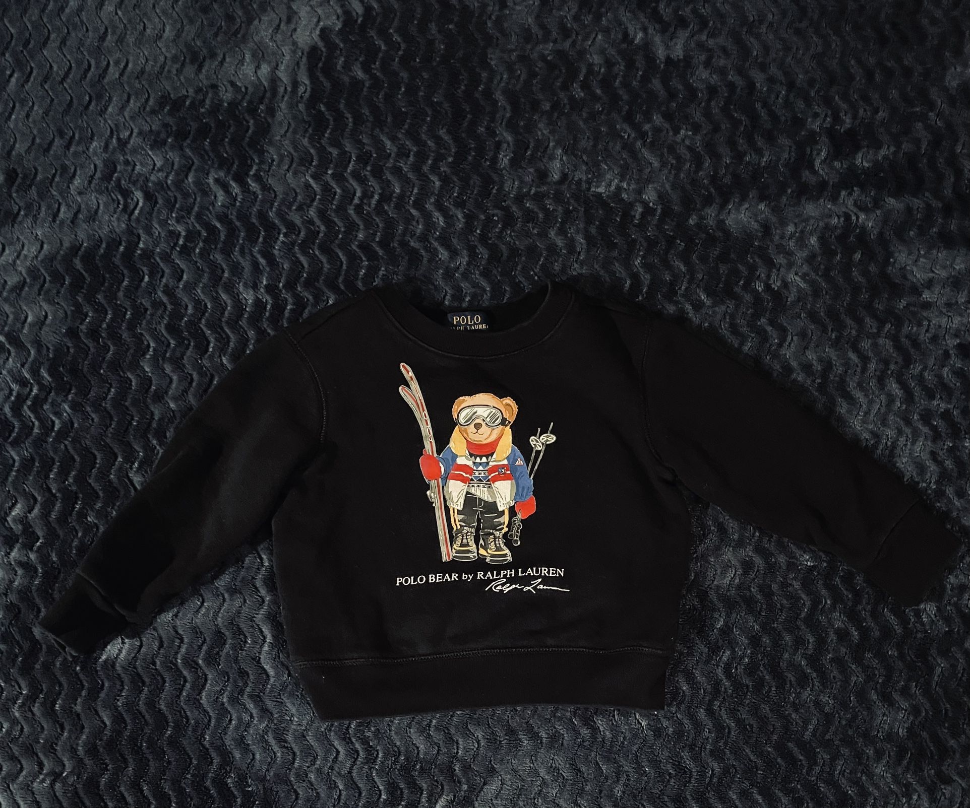 Polo Ralph Lauren Bear Sweatshirt Toddler 3T Black Snow Ski Skiing Crewneck