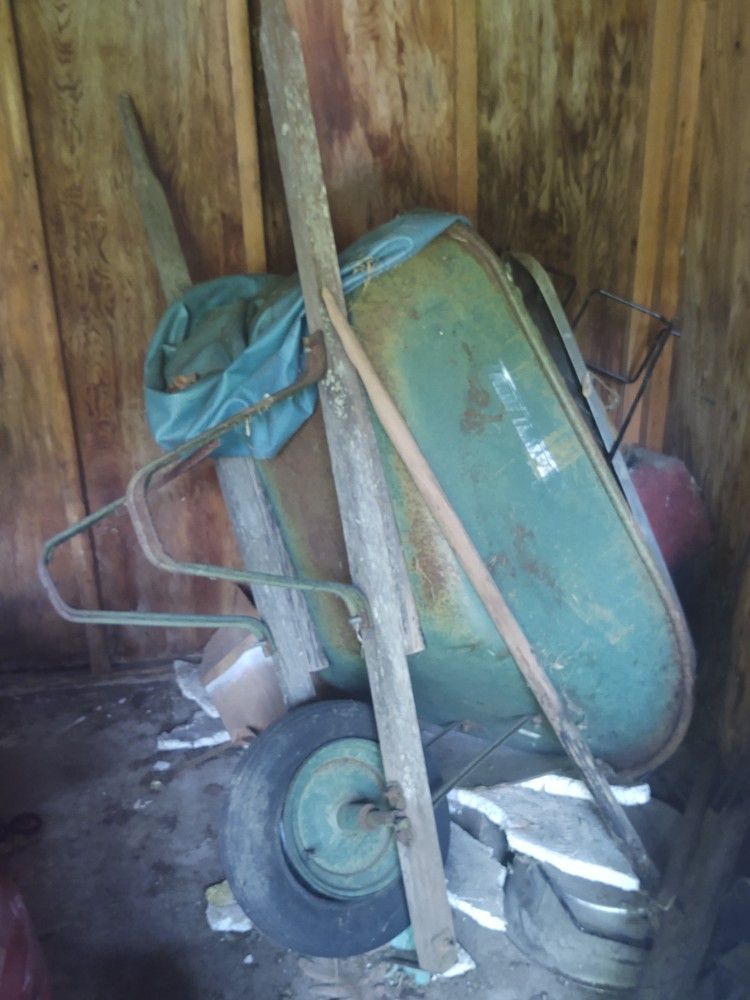 Old Vintage Wheel Barrel - Flat Wheel