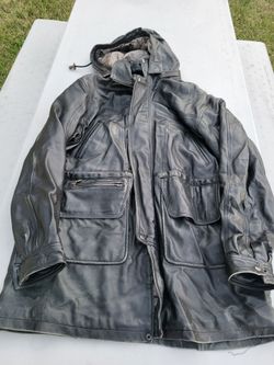 Men XL LA Leather black leather coat