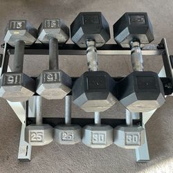 Weight Set With Storage Rack 15 20 25 30 Lbs