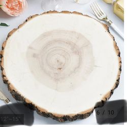 Wood Plates With bark Edge 12 Inch Diameter
