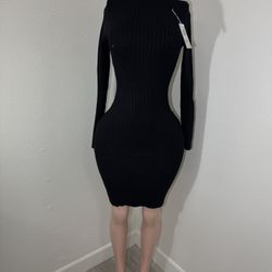 Black Ribbed Knit Dress