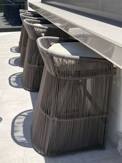 Restoration Hardware Outdoor Wicker Bar Stools - Set of 4