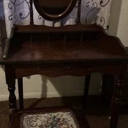 Wooden Vanity with Stool