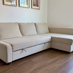 IKEA FRIHETEN Sleeper Sectional Sofa with Storage - Excellent Condition - Beige