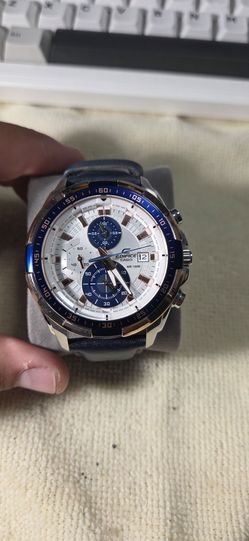Casio Edifice EFR-539L-7CV Men's Chronograph Blue Leather Rose Gold Watch
