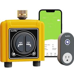 Sprinkler Timer WiFi Water Timer with Brass Inlet, 2 Outlets Smart Hose Timer