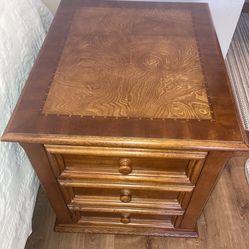 Quality Solid Wood Inlay Nightstand Bedstand Side Table Bed Stand Bedroom Dresser 3 Drawers