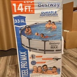 Bestway Steel Pro Max Round Above Ground Swimming Pool with Pump & Filter - 14’x33” - BRAND NEW STILL IN BOX