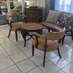 Wicker Bench / Wicker Table / Matching Chairs 