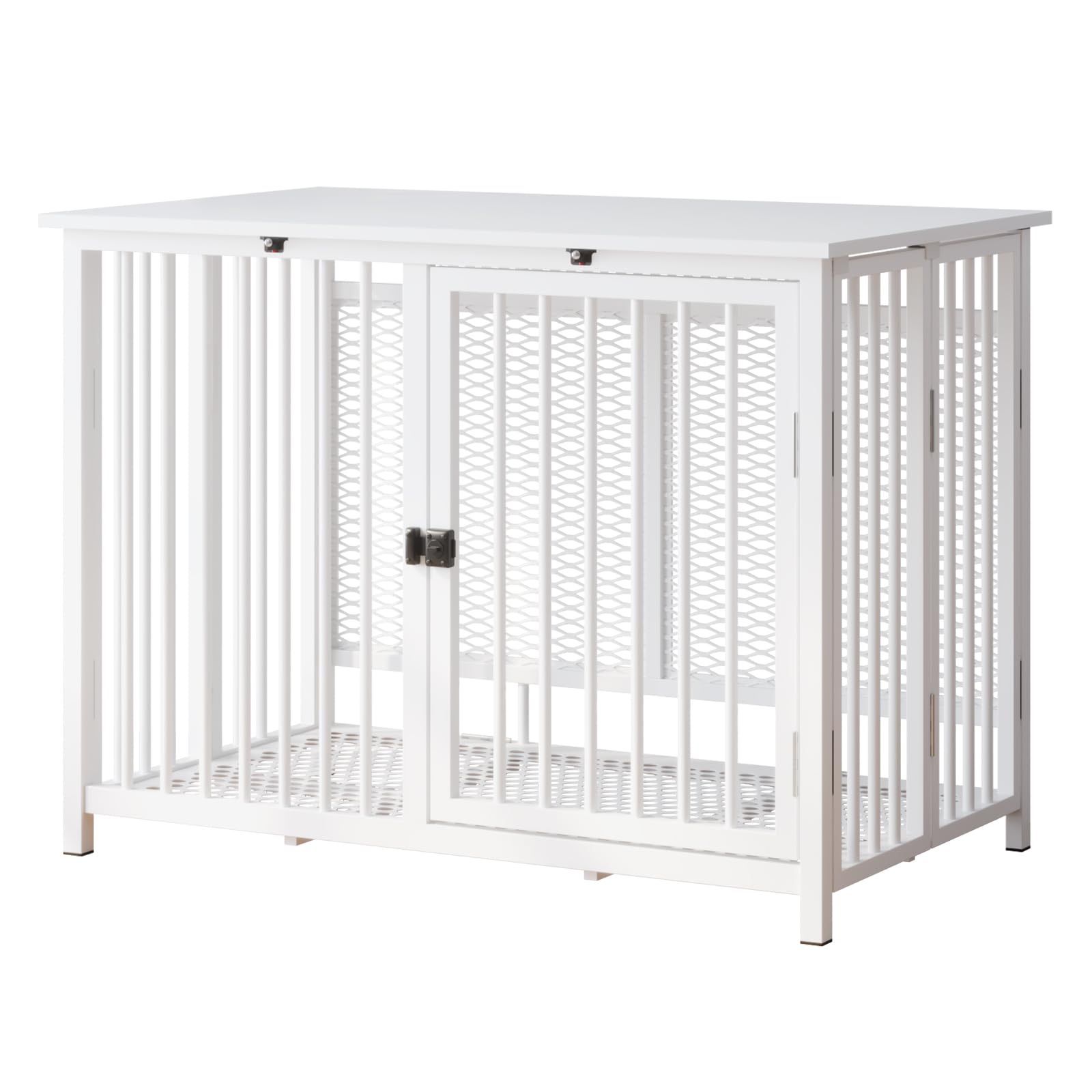 UMXES Heavy Duty Dog Crate Furniture, Fully Assembled Exc. Locks, All Metal Frame & Wooden Tabletop, Modern Kennel For Small/Medium Dog, End Table, St