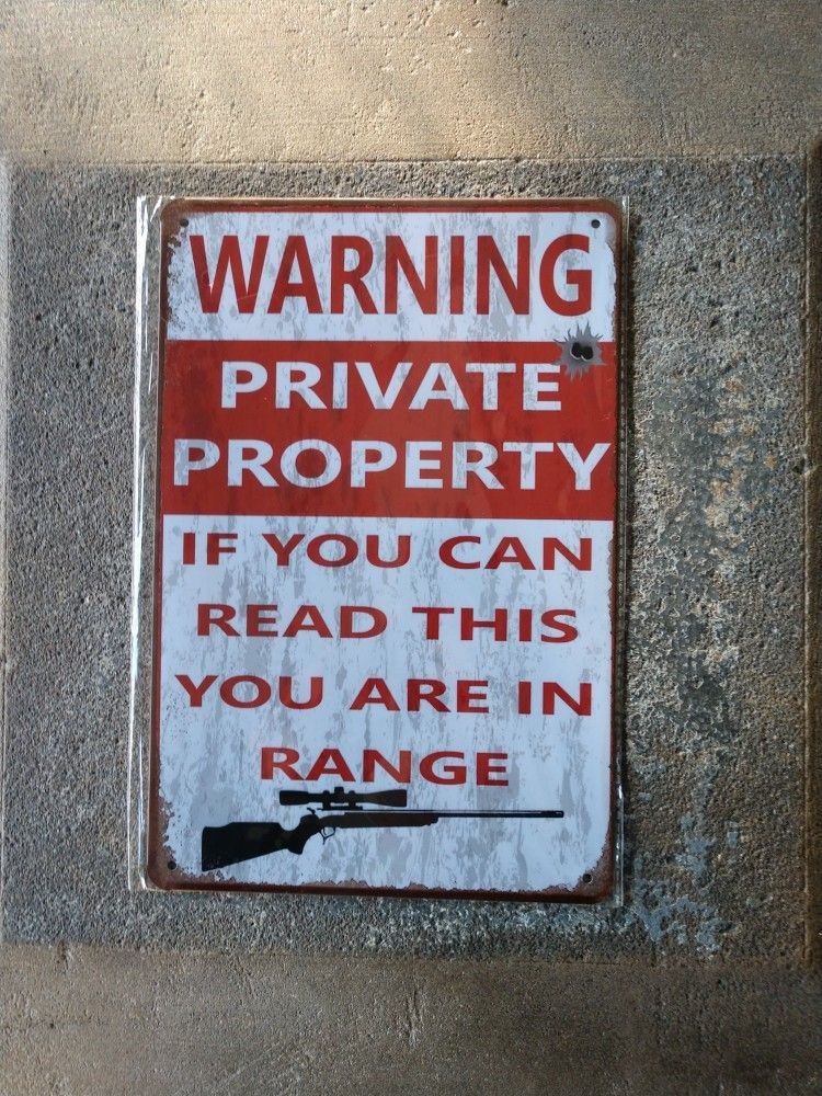 11 3/4" X 8" Tin Warning Sign "In Range"