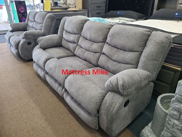 Ashley Tulen Model Gray 2pc Recliner Sofa Loveseat