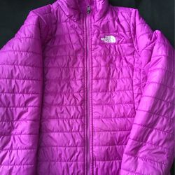 Girls Pink Northface Reversible Winter Jacket Xl 18-20