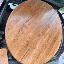 Dining Table with pedestal base and 2 leaves