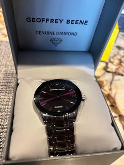 Geoffrey Beene Genuine Diamond Watch Purple Dial Silver Tone