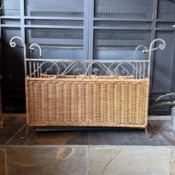 Wicker And Wrought Iron Magazine Holder 