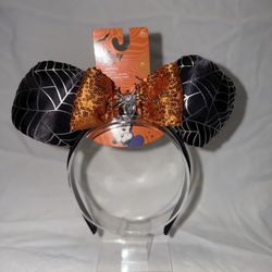 Disney parks Halloween Minnie Black Spider Orange Ears