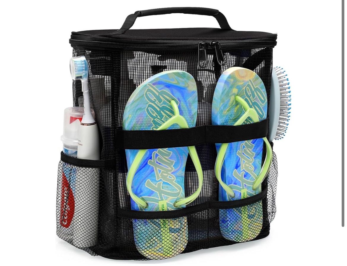 Brand: EaseGave Dorm Room Essentials for Guys Girls Boys, Quick Dry Mesh Shower Caddy Portable, Large Capacity Shower Bag with Hanging Hook, Bathroom,