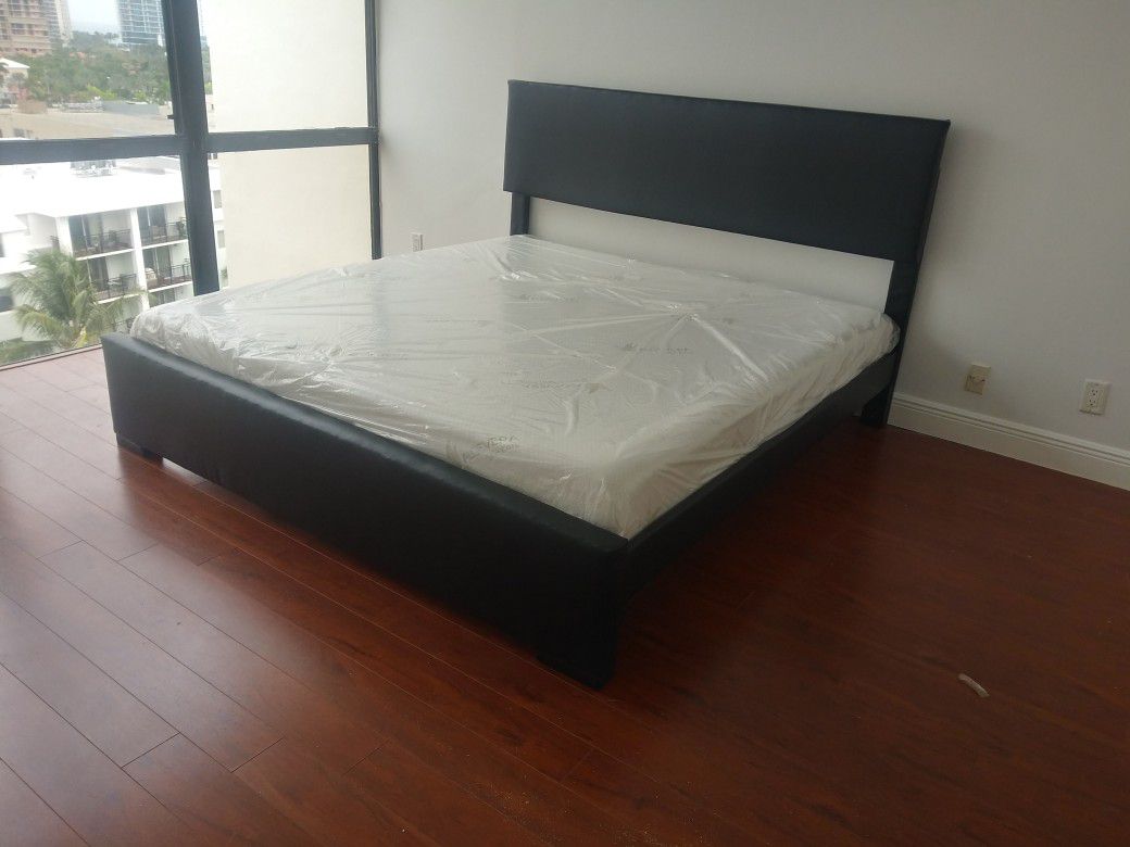 $450 King Bed With Mattress Available In Black White Or Beige Brand New Free Delivery Same Day