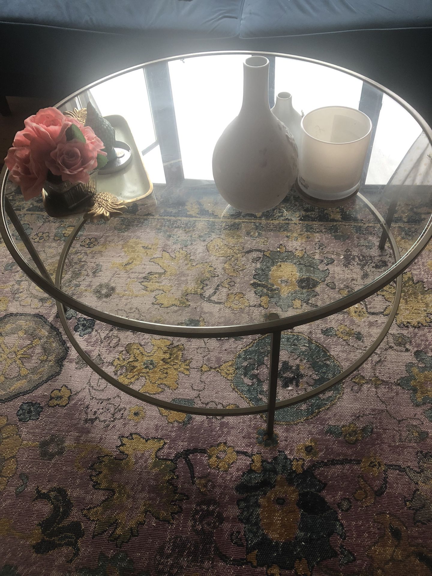 Gold Coffee Table w/glass top