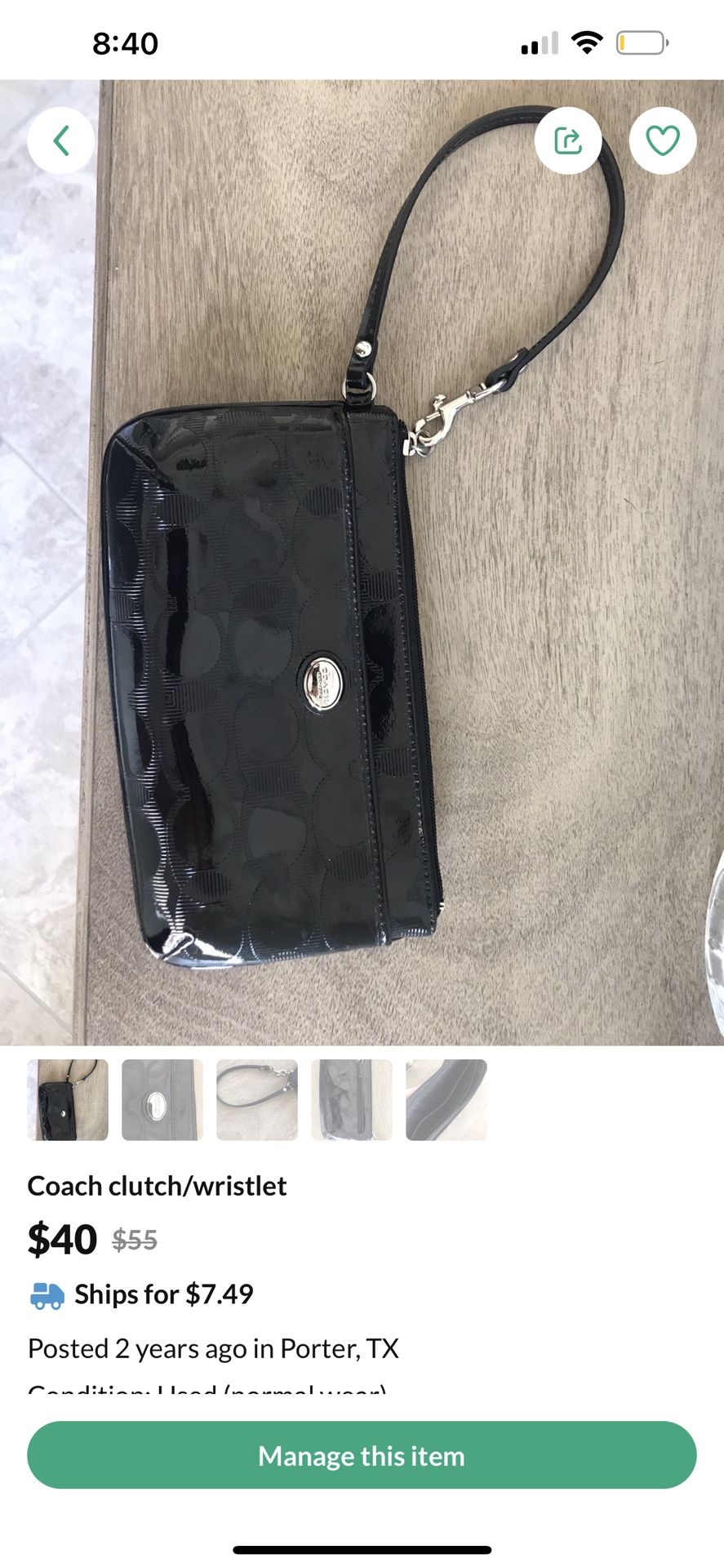 Coach clutch/wristlet