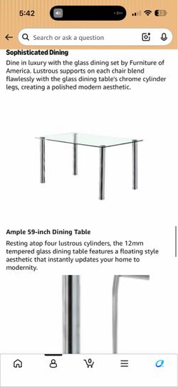 Furniture of America 59-Inch Glass Dining Table