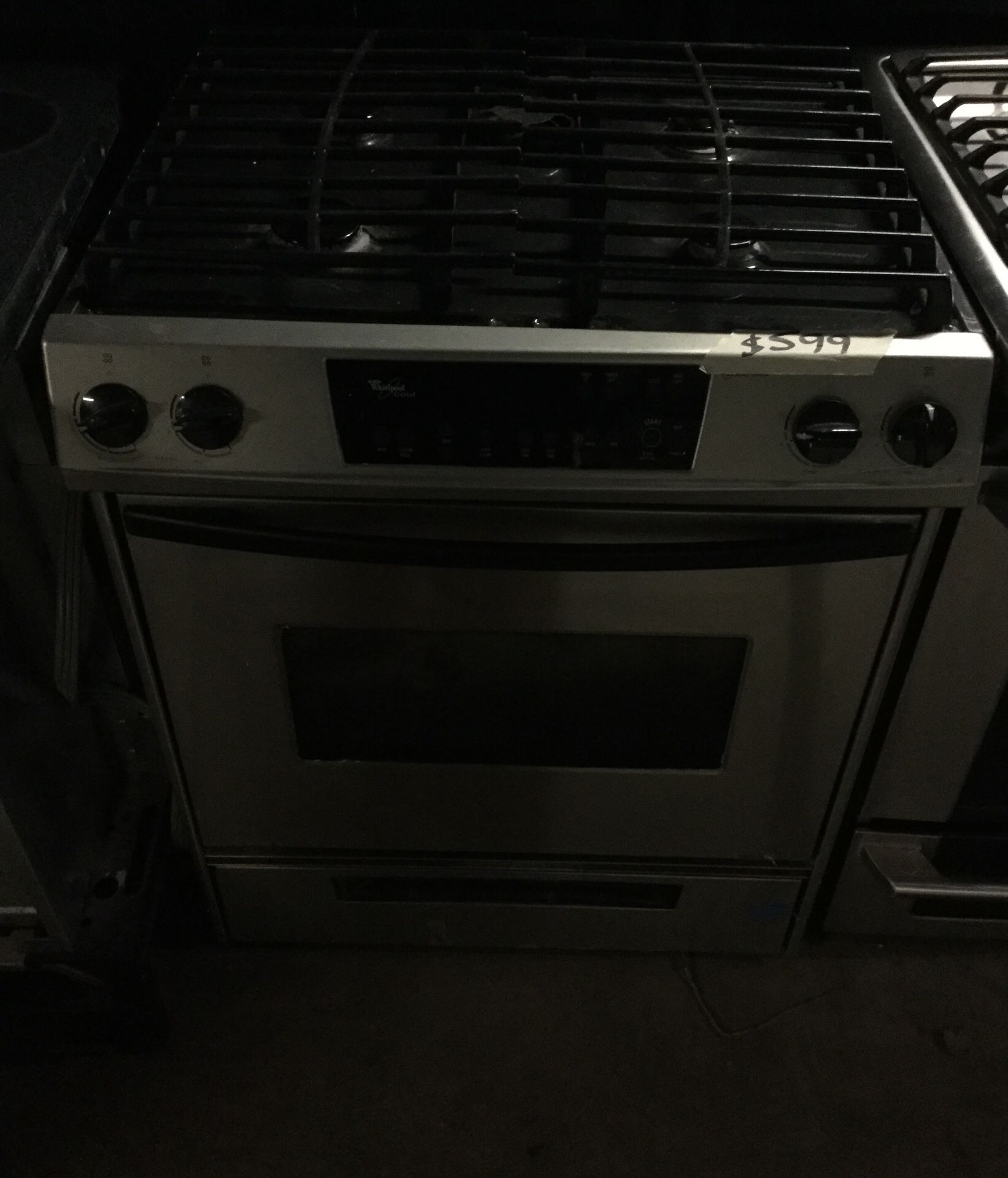 Whirlpool stainless gas range with downdraft/ warranty/ delivery available