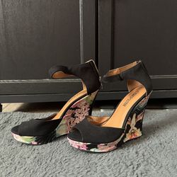 Black Floral Heels
