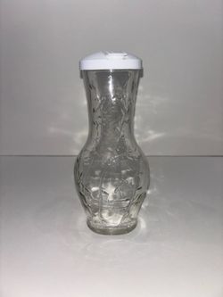 Good Seasons Glass Salad Dressing Cruet Vine Embossed White Lid-Vintage 1970s