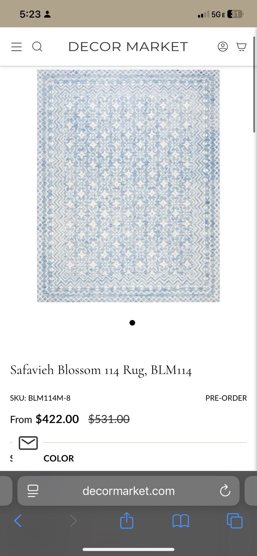 Blue rug from Decor Market