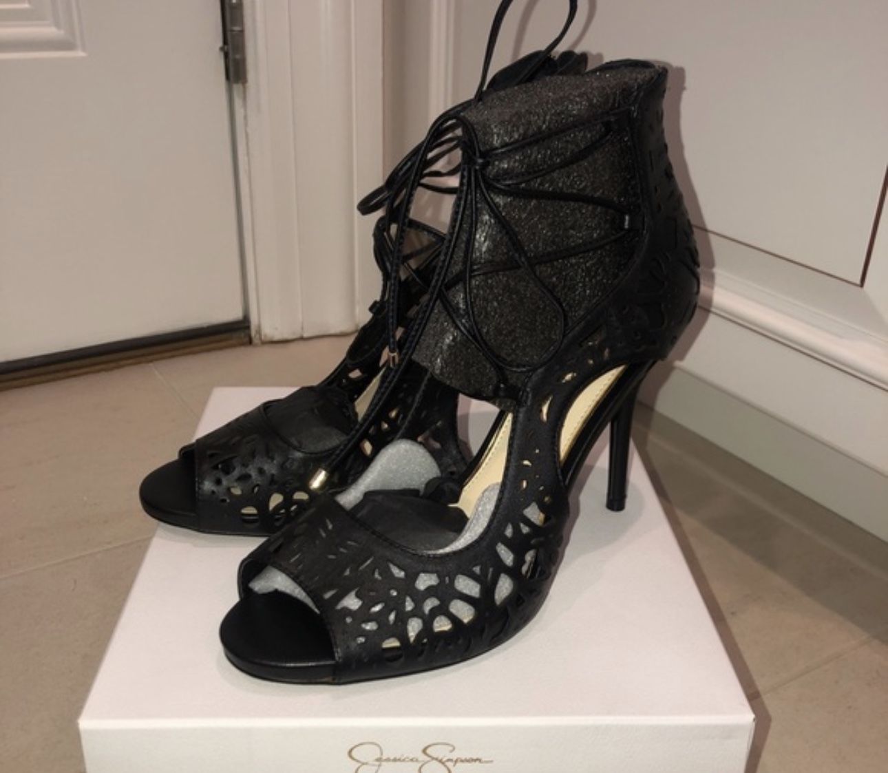 Jessica Simpson Black Leather Heels