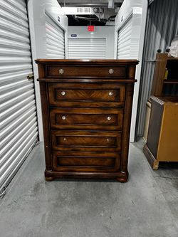 Tall Wood Chest of Drawers with Crystal Knobs