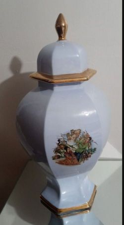 PORCELAIN - CERAMIC LIDDED LARGE GINGER JAR / VASE 20"×12"