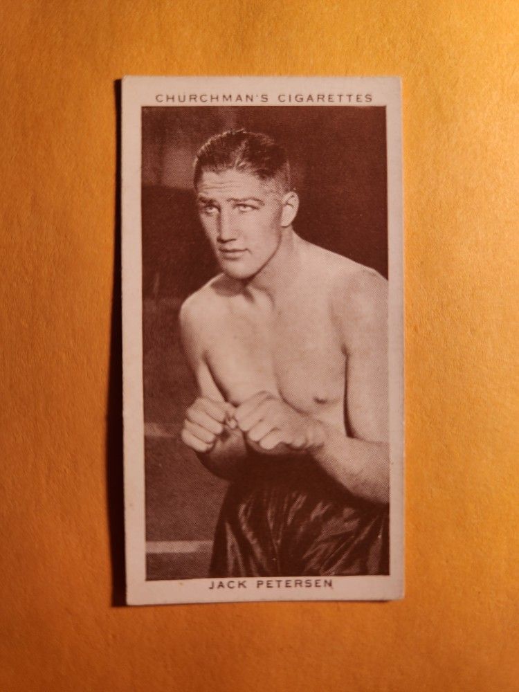 EX Authentic 1938 Churchman's Cigarettes Jack Petersen Boxing Tobacco Card #32