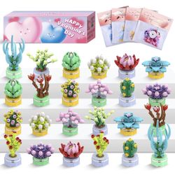Valentines Day Building Blocks Succulent Plants kits Gifts for Kids 24PCS