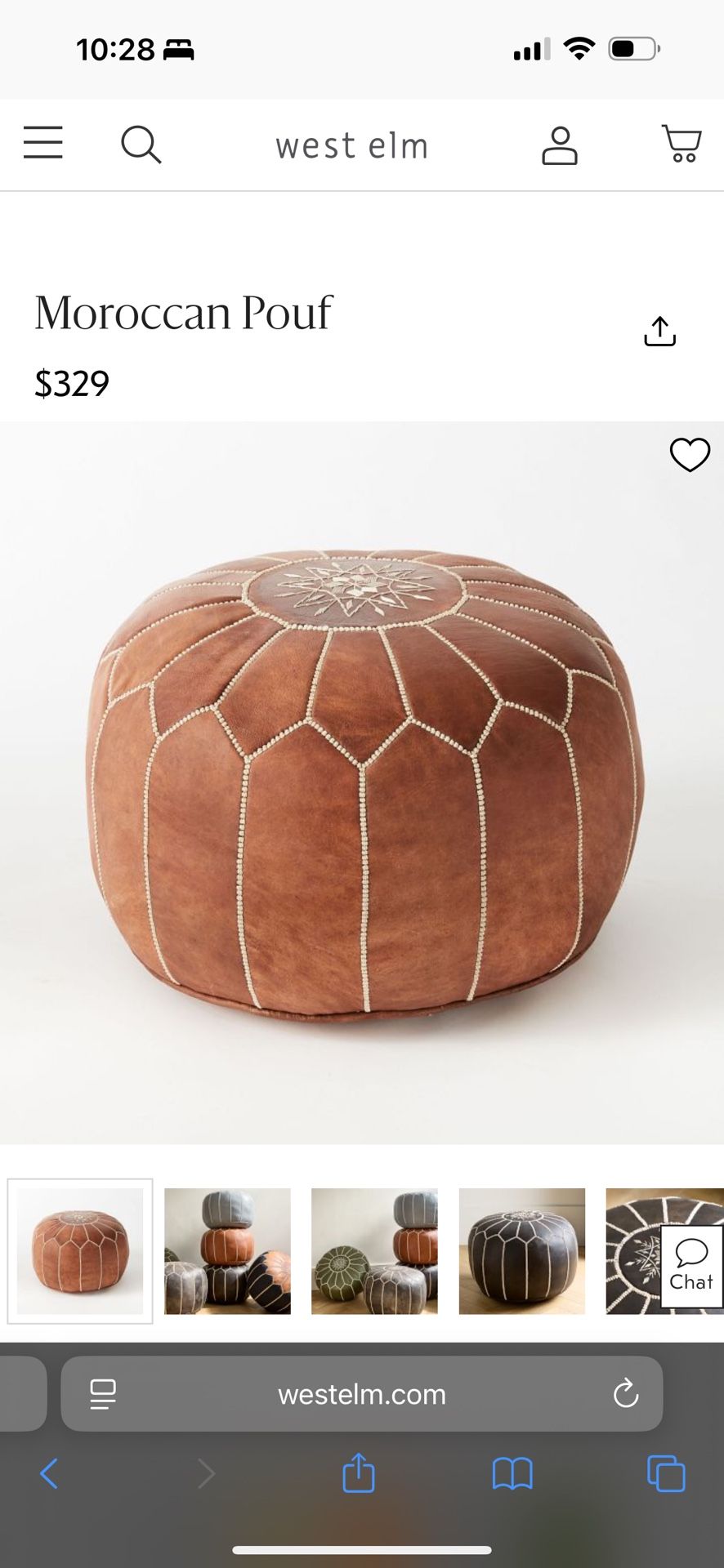 Moroccan Leather Puffs - Set of 2