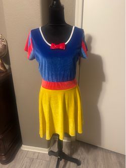 red, and yellow color blocking and red bow Size Large Polyester & spandex #costume #halloween Adult size L  Like new