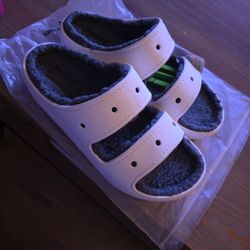 White Furry Crocs