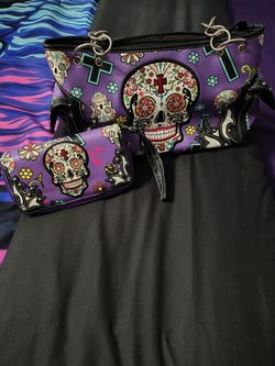 Cowgirl Trendy sugar skull purse/wallet combo