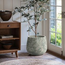Rustic Multi-Color Cement 18.3-Inch Round Planter ，PL2205-M