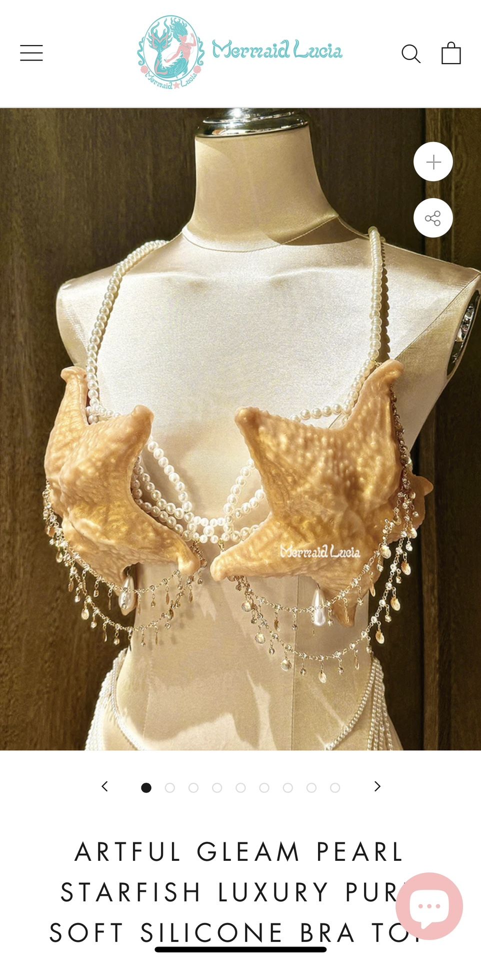 ARTFUL GLEAM PEARL STARFISH LUXURY PURE SOFT SILICONE BRA TOP CORSET MERMAID COSPLAY COSTUME PATENT-PROTECTED